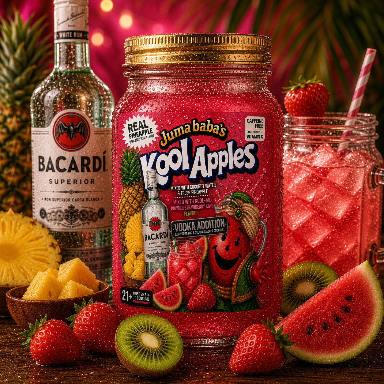 Pineapple Strawberry Kiwi Watermelon (Bacardi Rum Cocktail Edition)