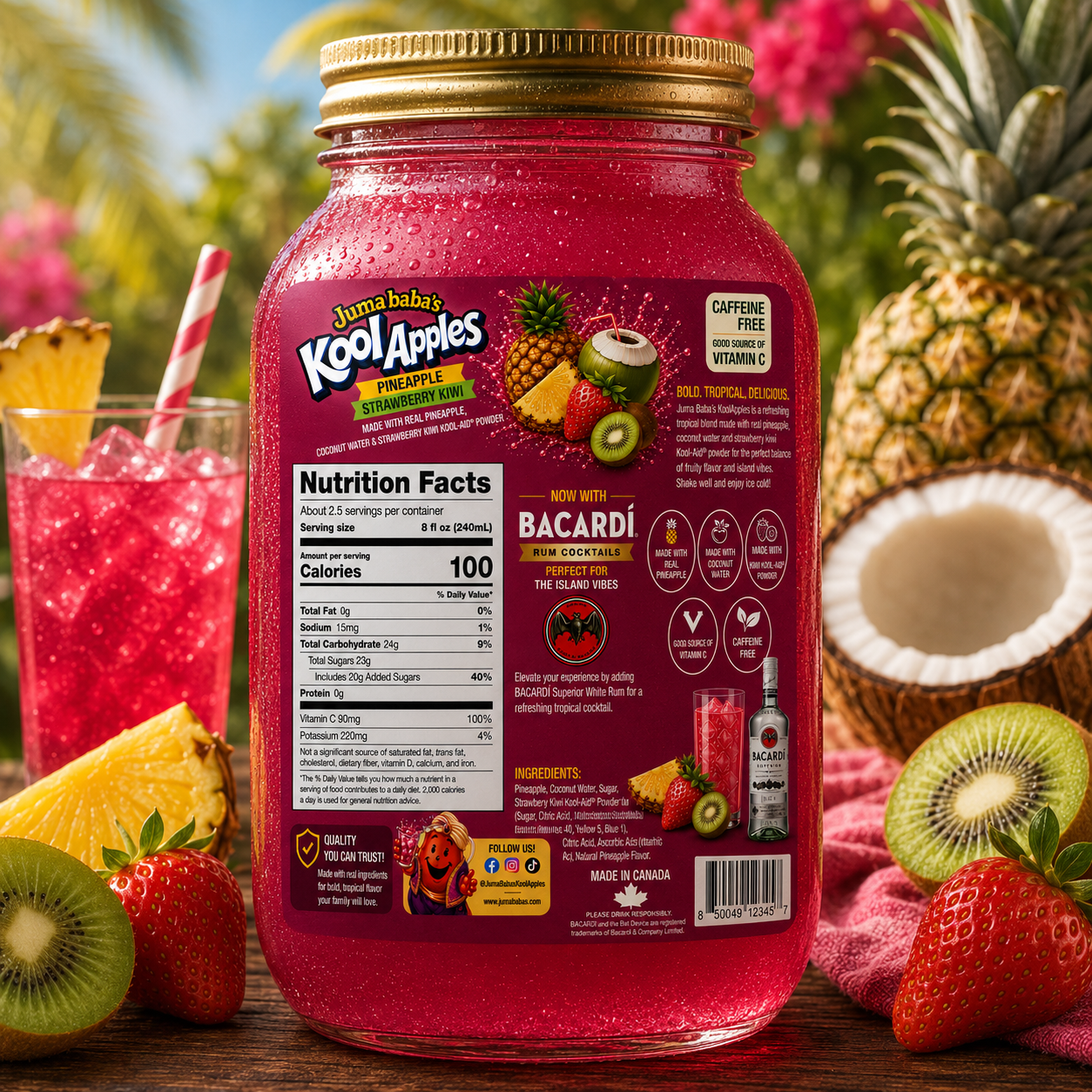 Pineapple Strawberry Kiwi Watermelon (Bacardi Rum Cocktail Edition)